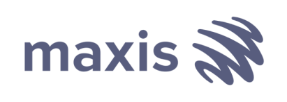 The maxis logo presented with a black background in the realm of retail analytics.