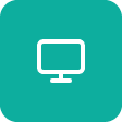 Computer icon, turquoise square.